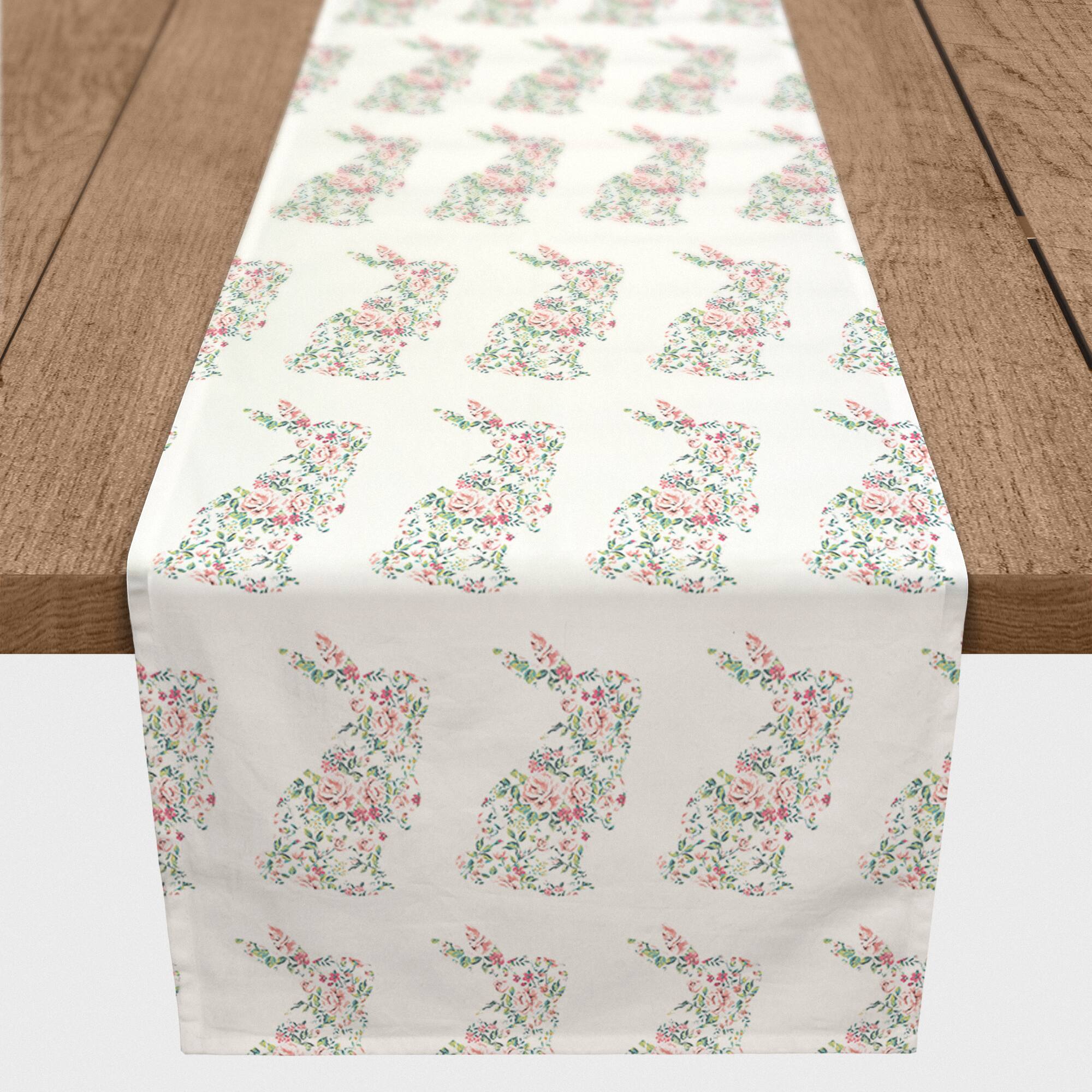 90'' Floral Rabbit Pattern Table Runner